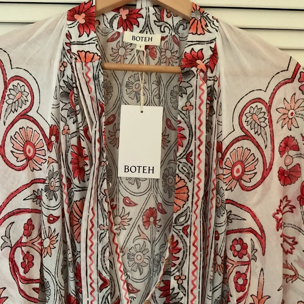 BOTEH Dahlia Wide Sleeve Maxi Dress Red/White Floral Small NWT - Picture 5 of 5